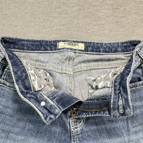 Rock & Roll Denim Womens Blue Jeans Mid Rise Riding Bootcut Leg Cowgirl W26 L36 - Picture 10 of 13